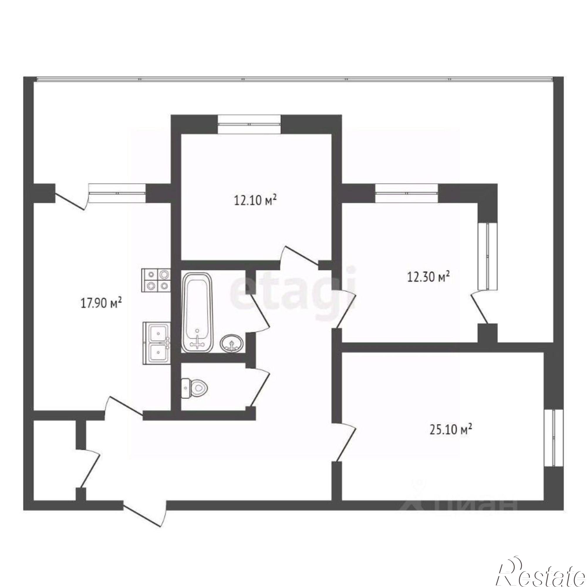 Купить квартиру за 12 000 000 рублей на Пролетарская улица, 21