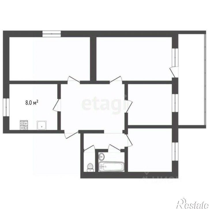 4-комн квартира Красногвардейская улица, 65,  д. 65