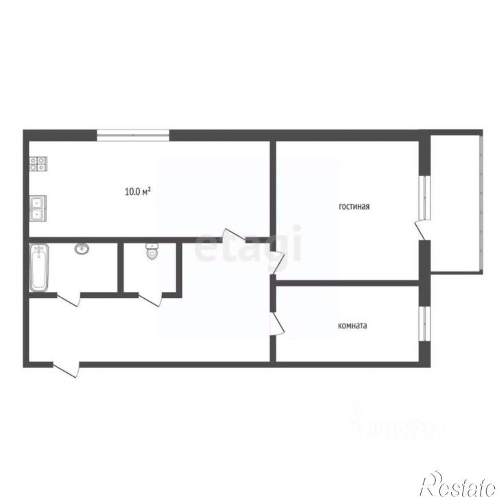 2-комн квартира улица Куликова, 16А,  д. 16А