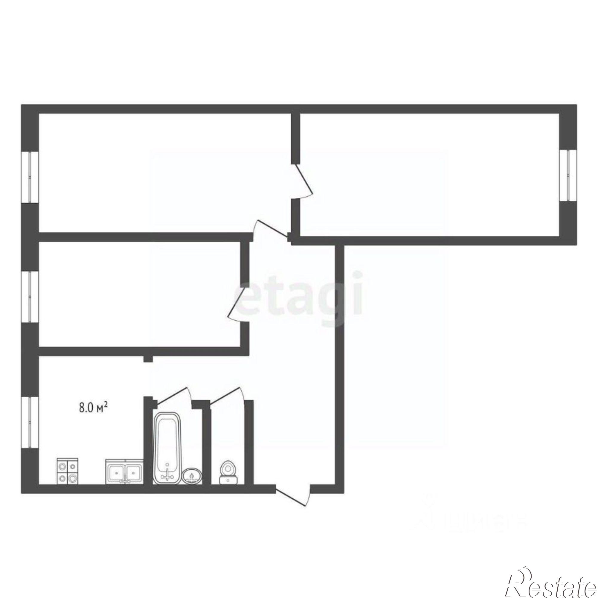 Купить квартиру за 3 650 000 рублей на Заводская улица, 19