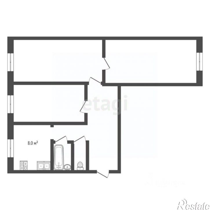 3-комн квартира Заводская улица, 19,  д. 19