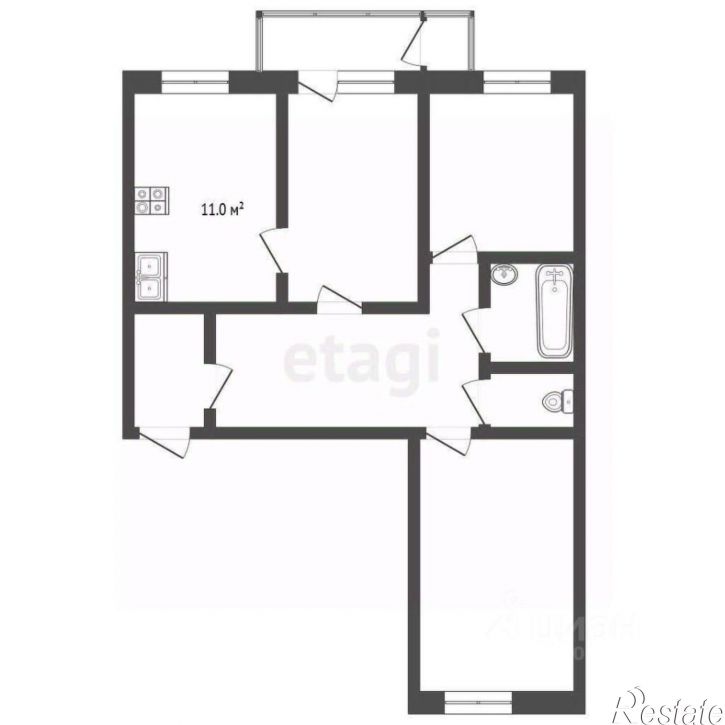 3-комн квартира улица Дзержинского, 4,  д. 4