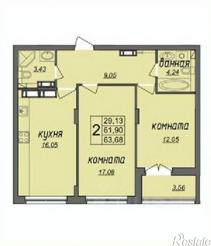 2-комн квартира в новом доме ул Владимирская, 24,  д. 24