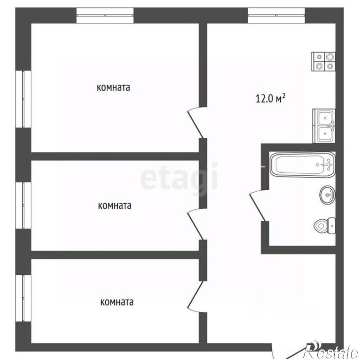 3-комн квартира Московская улица (дублёр), 85,  д. 85