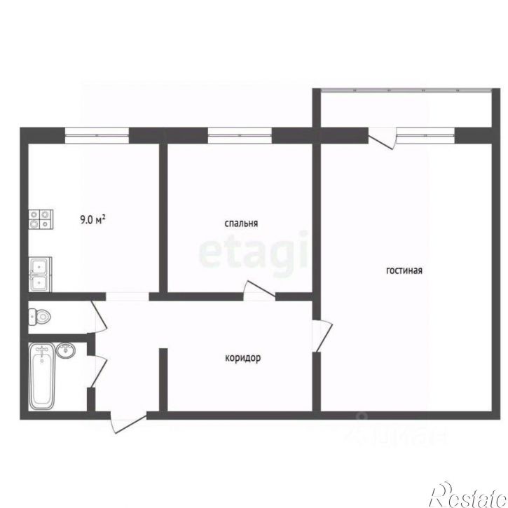 2-комн квартира Пролетарская улица, 50,  д. 50