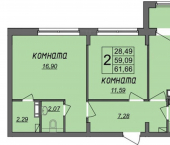 2-комн, 60кв м, этаж 4/9 Владимирская улица, 24
