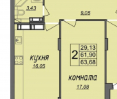 2-комн, 63кв м, этаж 3/9 Владимирская улица, 24