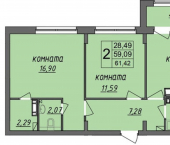 2-комн, 60кв м, этаж 9/9 ул Владимирская, 24