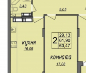 2-комн, 65кв м, этаж 2/9 ул Владимирская, 24