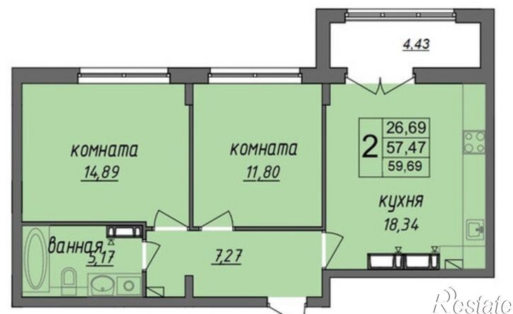 2-комн квартира Владимирская улица, 24,  д. 24