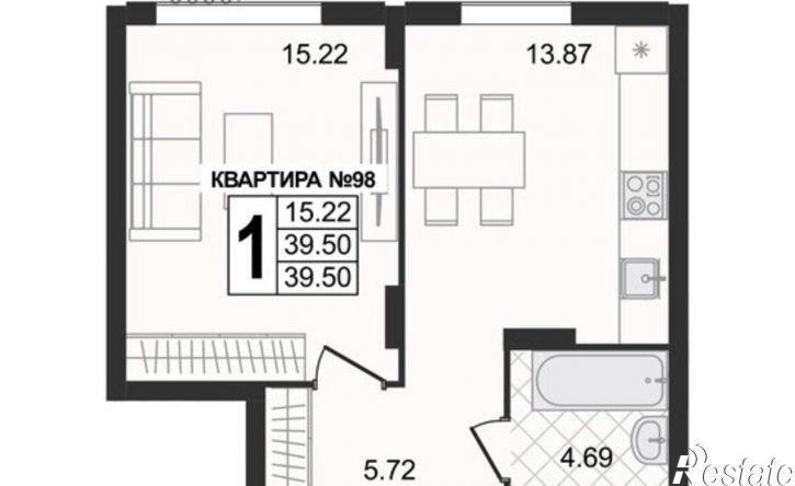 1-комн квартира в новом доме 3-я Новослободская улица, 7,  д. 7