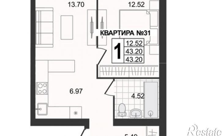 1-комн квартира в новом доме 3-я Новослободская улица, 7,  д. 7