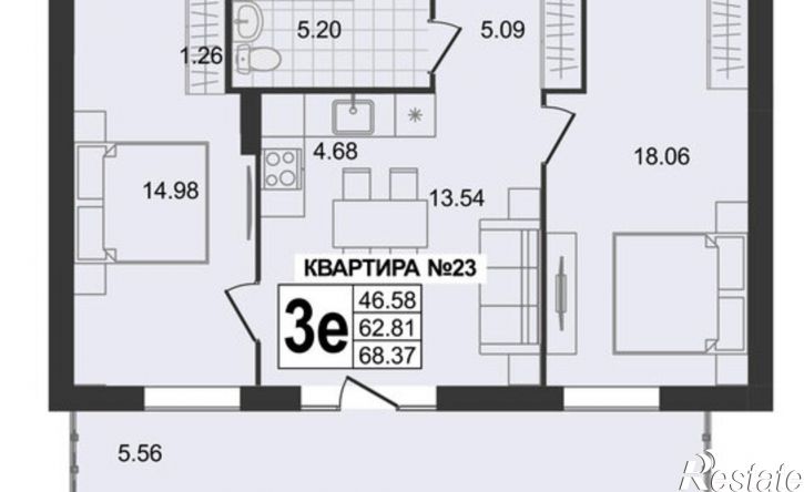 3-комн квартира в новом доме ул 5-я Новослободская, 1,  д. 1