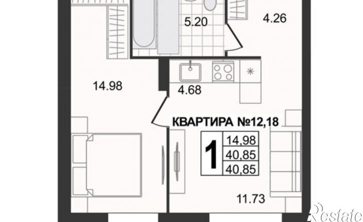 1-комн квартира в новом доме ул 5-я Новослободская, 1,  д. 1