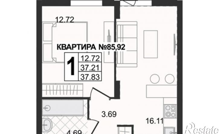 1-комн квартира в новом доме ул 5-я Новослободская, 4,  д. 4