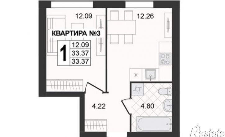 1-комн квартира в новом доме 3-я Новослободская улица, 7,  д. 7