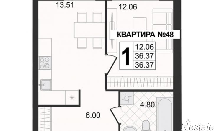 1-комн квартира в новом доме 3-я Новослободская улица, 7,  д. 7