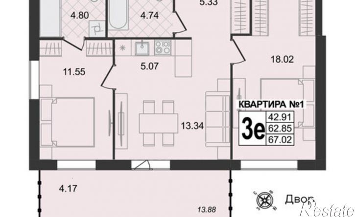 3-комн квартира в новом доме 3-я Новослободская улица, 7,  д. 7