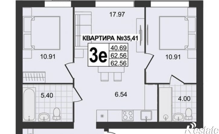 3-комн квартира в новом доме 3-я Новослободская улица, 7,  д. 7