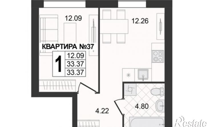 1-комн квартира в новом доме ул 5-я Новослободская, 4,  д. 4