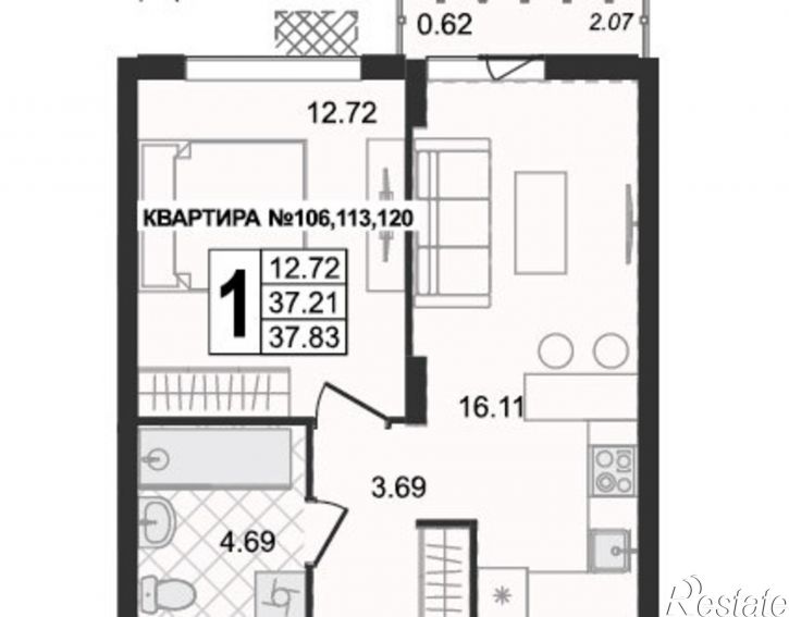 1-комн квартира в новом доме ул 5-я Новослободская, 4,  д. 4