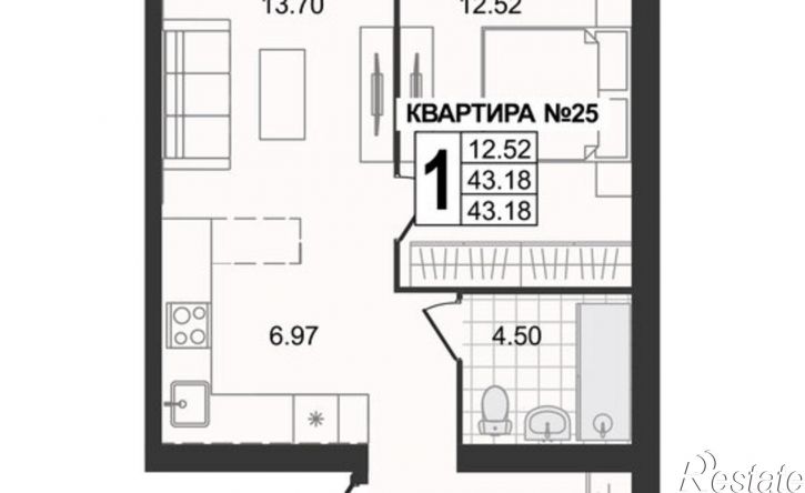 1-комн квартира в новом доме ул 5-я Новослободская, 1,  д. 1