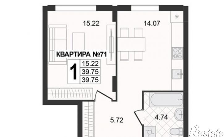 1-комн квартира в новом доме ул 5-я Новослободская, 4,  д. 4
