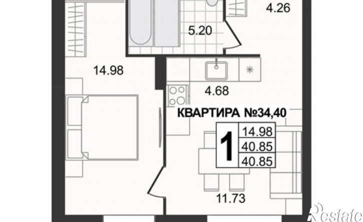 1-комн квартира в новом доме ул 5-я Новослободская, 1,  д. 1