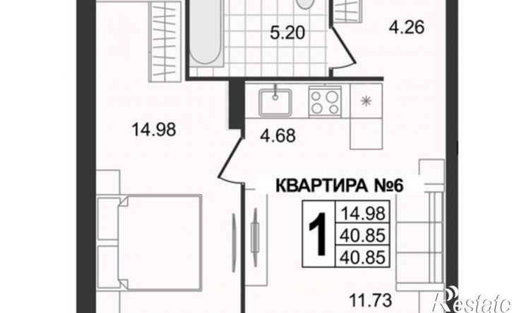 1-комн квартира в новом доме ул 5-я Новослободская, 1,  д. 1