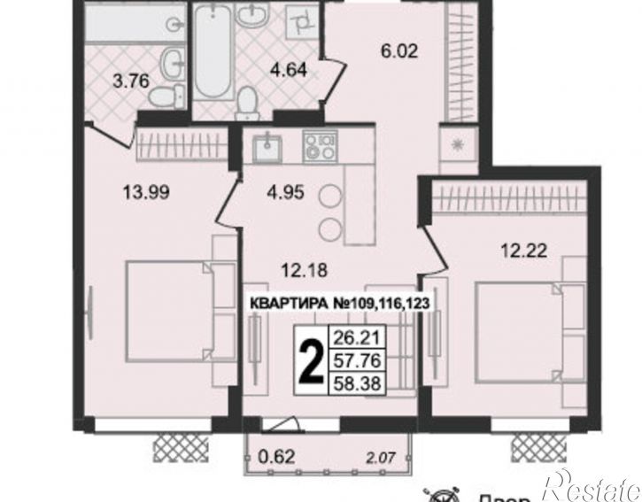 2-комн квартира в новом доме ул 5-я Новослободская, 4,  д. 4