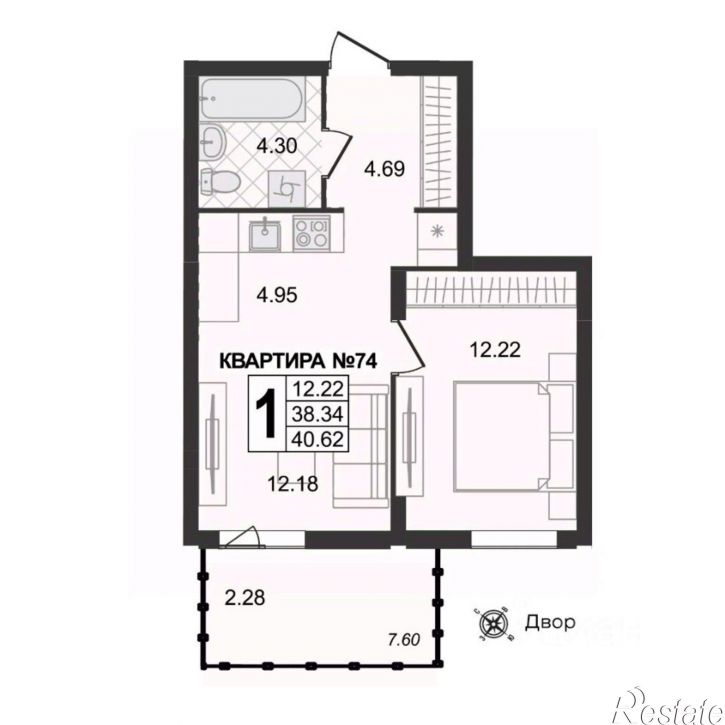 1-комн квартира в новом доме 3-я Новослободская улица, 7,  д. 7