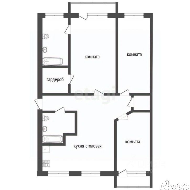 3-комн квартира ул Пролетарская, 35,  д. 35