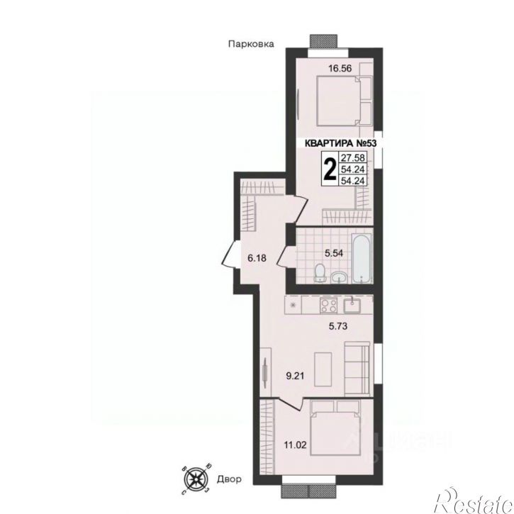 2-комн квартира в новом доме ул 5-я Новослободская, 1,  д. 1