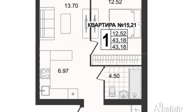 1-комн квартира в новом доме ул 5-я Новослободская, 1,  д. 1